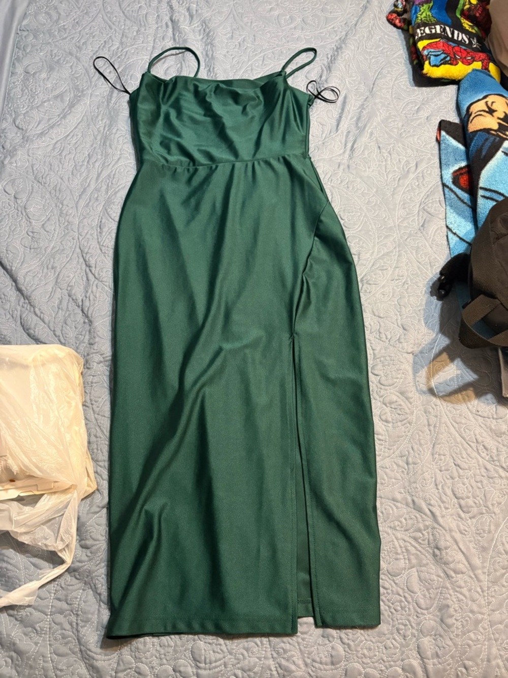 Windsor Emerald Green Satin Maxi Dress with Slit